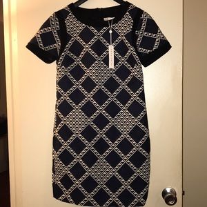 Trina Turk Blue White Black Shift Dress, SZ 6 NWT